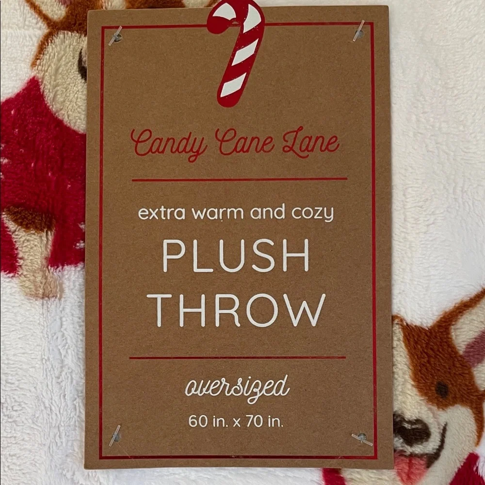 Plush Dog Throw Blanket - Red and White - Picture 2 of 6